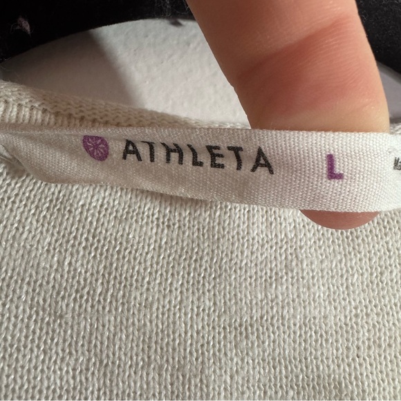 Athleta Cream Ivory Knit Open Cardigan Linen Cotton Size Large - Picture 2 of 5
